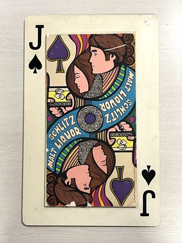 Vintage 1970s Schlitz Beer Malt Liquor Hard Plastic Sign Jack Of Spades