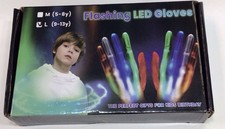 Colorful LED Fingers Flashing Gloves Lighting Glow Xmas Party Large Kids 9-13