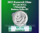 2023 P ROOSEVELT DIME ROLL OF 50 COINS BANK WRAPPED UNSEARCHED GEM BU