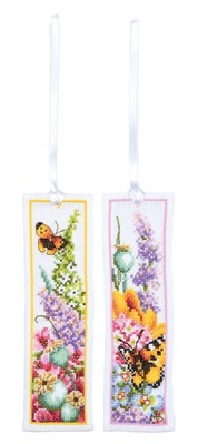 Lanarte Counted Cross Stitch Kit: Bookmark: Flower Power Bouquet: Set of 2