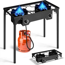 ZOKOP Outdoor 150000 BTU Stove Propane Double Burner Portable Cooker BBQ Grill