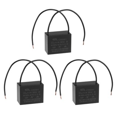 Metallized Film Ceiling Fan Capacitor CBB61 22uF 250V AC 2 Wires 3Pcs