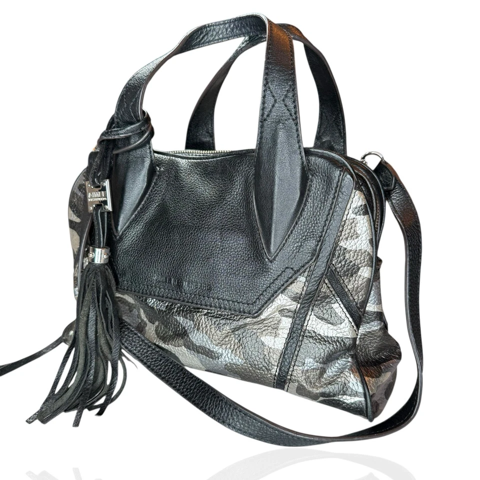 Bolso de Mano Aimee Kestenberg Cuero Mano/Hombro Metálico Camuflaje Negro Diseño Y2K Foto 3 de 4