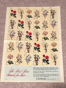 Guideposts Set of 6 Flowers on 1 Full Sheet with 30 Stamps total