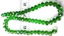 16" of 53 Czech Emerald Green Fire Polish Faceted Rondelles Glass Bead 10x7mm