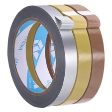 3Pcs 9/16" x 98.4 Yd Poly Bag Sealing Tape, Coffee/Brown/Silver