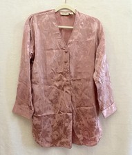 Vintage Victoria's Secret Gold Label S Pink Floral Satin Night Shirt Embossed
