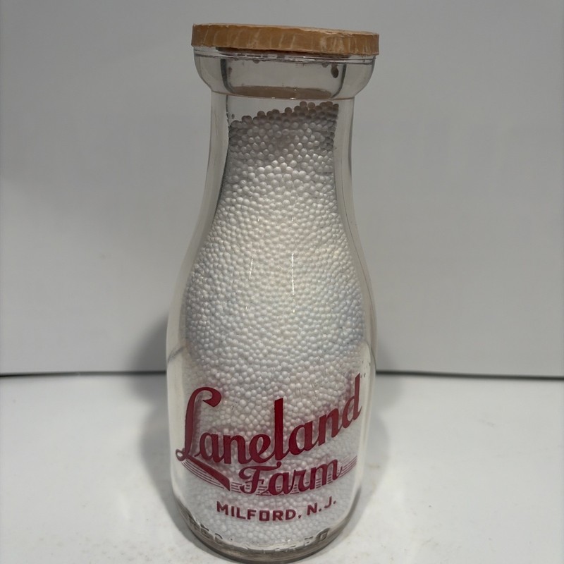 Laneland Farm Dairy - One Pint Milk Bottle - Milford, NJ