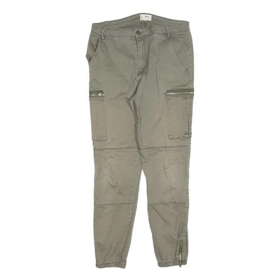 Pantalons Cargo Slim En Mélange De Coton Khaki Vert Pour Femmes W30 L27 - Photo 1/4