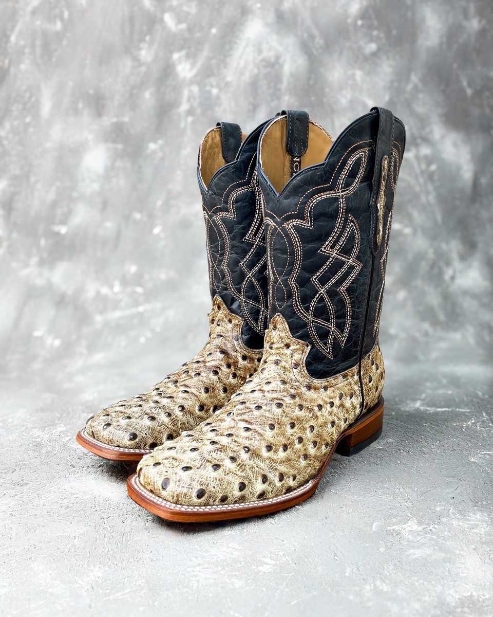 Rodeo MAX Ostrich Leather Cowboy Boots Size  8.5 (27 Mexico) Embroidered s-l400.jpg main image 2