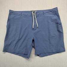 Faherty All Day Shorts Men Size 38 Blue Drawstring Stretch Flat Front Pockets