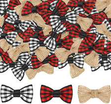 45 Pieces Christmas Mini Buffalo Plaid Bow Red Black White Gingham Craft Ribbon