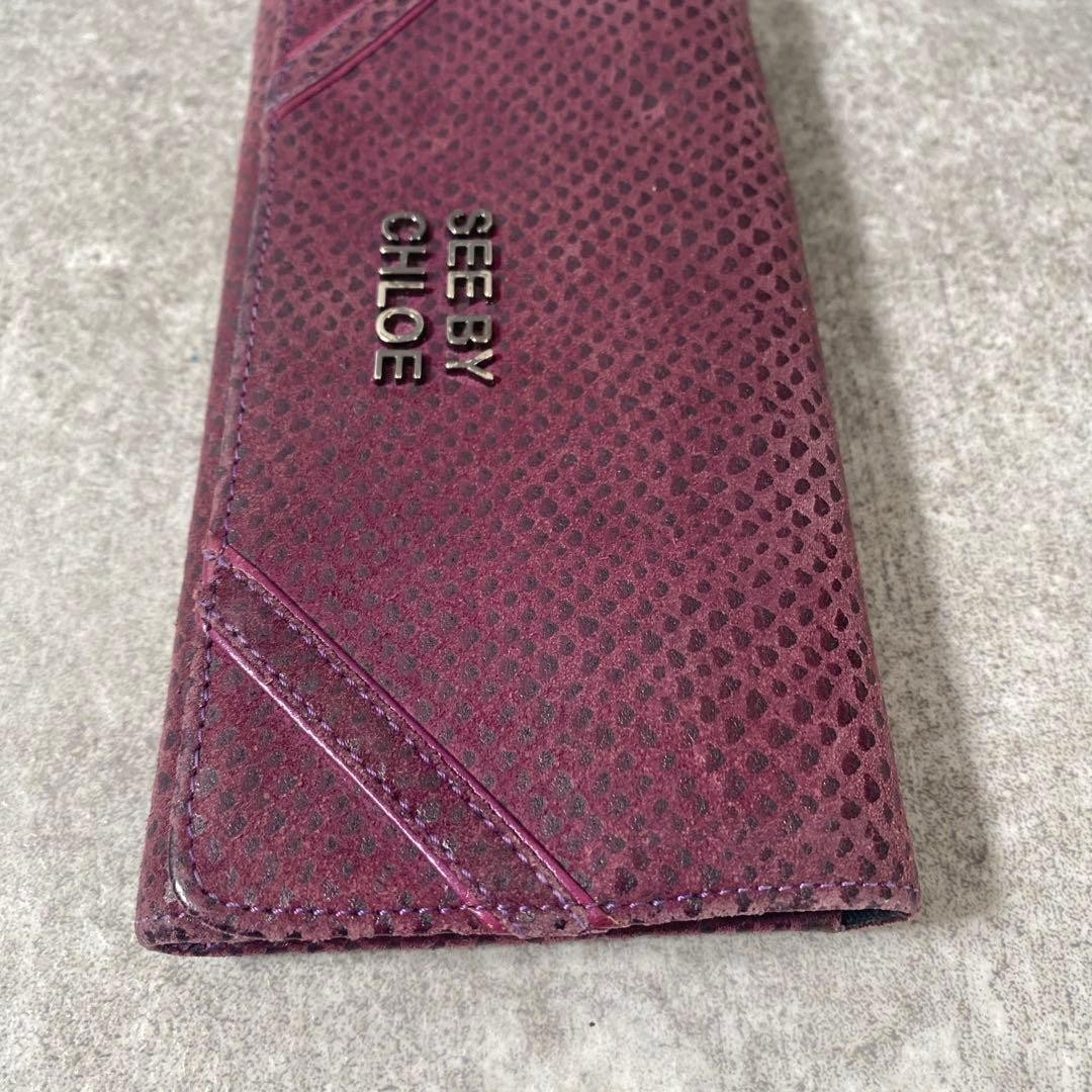 See by Chloe Purple Python Embossed Leather Long … - image 4