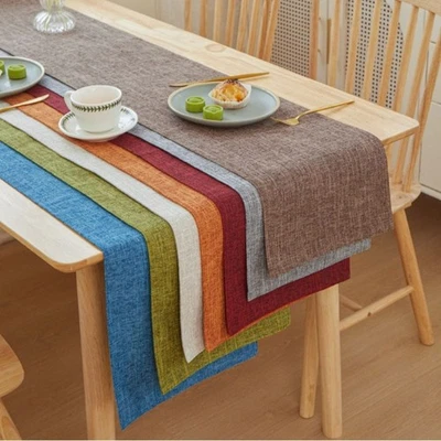 Thick Linen Table Runner Home Decor Office Conference Dining Tables Decor UK