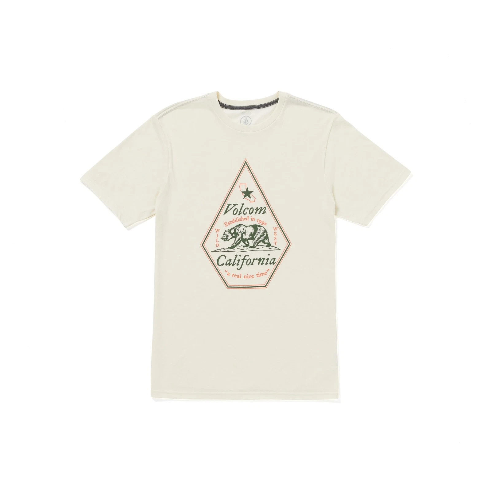 Volcom Men's Calinice Time California State Tee, Off White Heather, Large