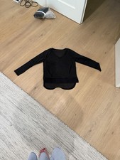 Lululemon V Neck Tunic Sweatshirt- Blk With Tonal Stripe Deal - Size 6