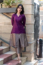 Gosriki Women'S Rayon Viscose A-Line Solid Kurta With Pant (Naima Wine-Gs_L_W...