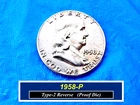 1958-P  "Type-2 Revese" Franklin ➳ Proof Die Used on Business Strike ➳ 158t2