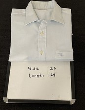 Oscar de la Renta Men's Light Blue Striped Dress Shirt Long Sleeve Point Collar