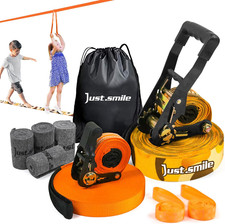 Slackline Kit Slakcline Longer 65Ft with Tree Protectors Arm Trainer and Carry B