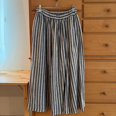 ICHI Antiquites Striped Long Skirt Length 84cm Free Size Women's From Japan