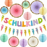 Einschulung Deko MäDchen PapierfäCher Honeycomb Girlande Schulanfang 2026
