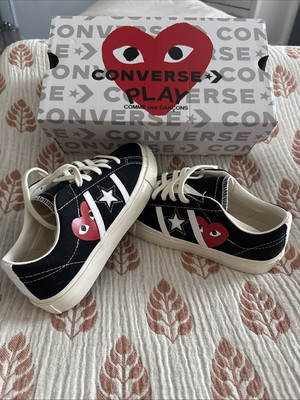 Size 5 Woman Converse Comme des Garçons PLAY x One Star Academy Pro Black Egret