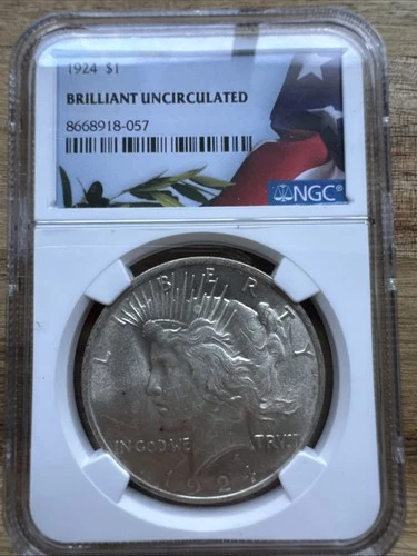 1924 US Peace Silver Dollar $1  NGC Brilliant Uncirculated