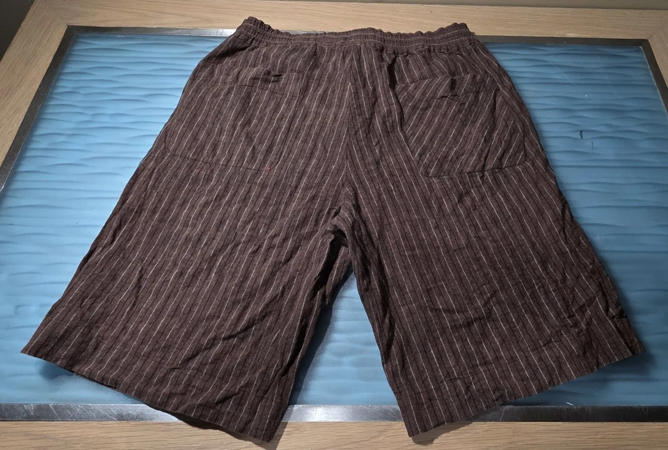 Pantalones Cortos MSGM Milano Lino Algodón Rayas Marrón Talla 48 (W30) Italia Foto 2 de 4