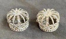 2 Silver Tone Mini Dome Forelock CROWN for Decor Angels Santos Dolls