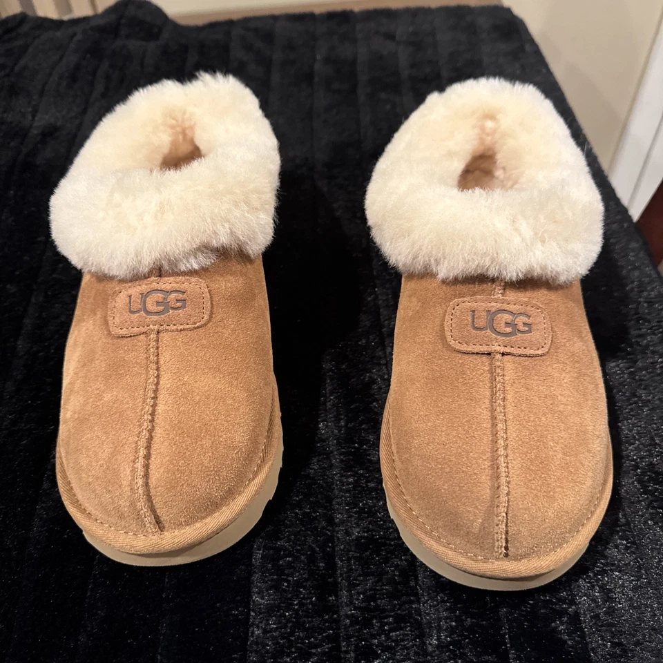 UGG TAZZETTE CHESTNUT SUEDE/ WOOL PLATFORM SLIPPERS, WOMEN US 9/EUR 40 NEWinbox  - Image 4 of 4
