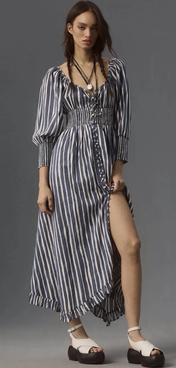 anthropologie striped long sleeve dress HUTCH Anthropologie Green Black Striped Long Sleeve Dress