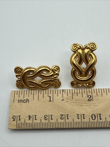 Vintage MMA Museum Etruscan Victorian Earrings Gold plated #792 - Picture 4 of 6