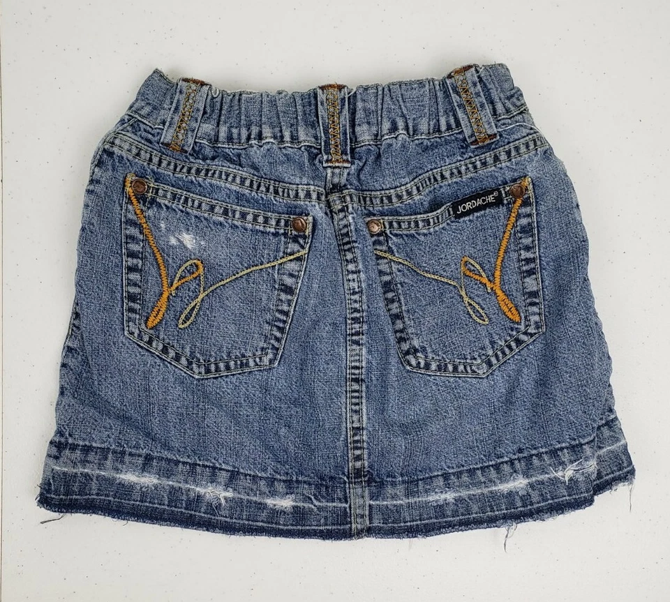 Falda vaquera Jordache bordada envejecida lavado claro niñas talla 10 Foto 2 de 4