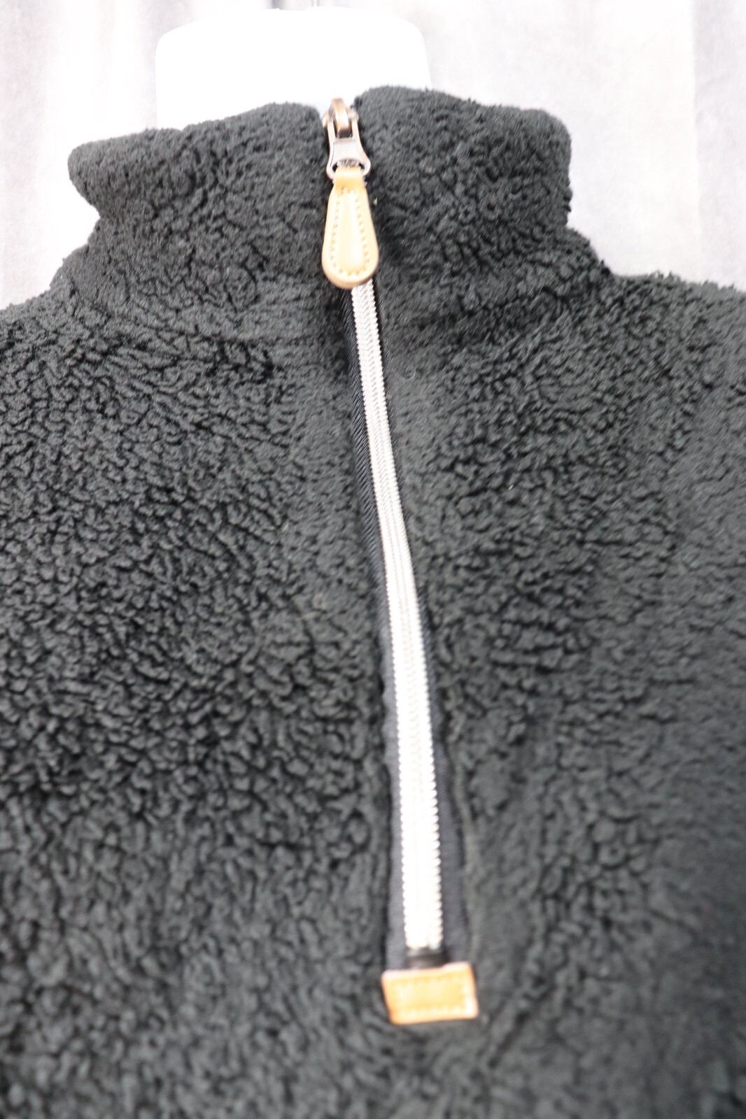 Top It Off Women's Black Mock Neck Faux Fur Long Sleeve 1/4 Zip Sweater Small