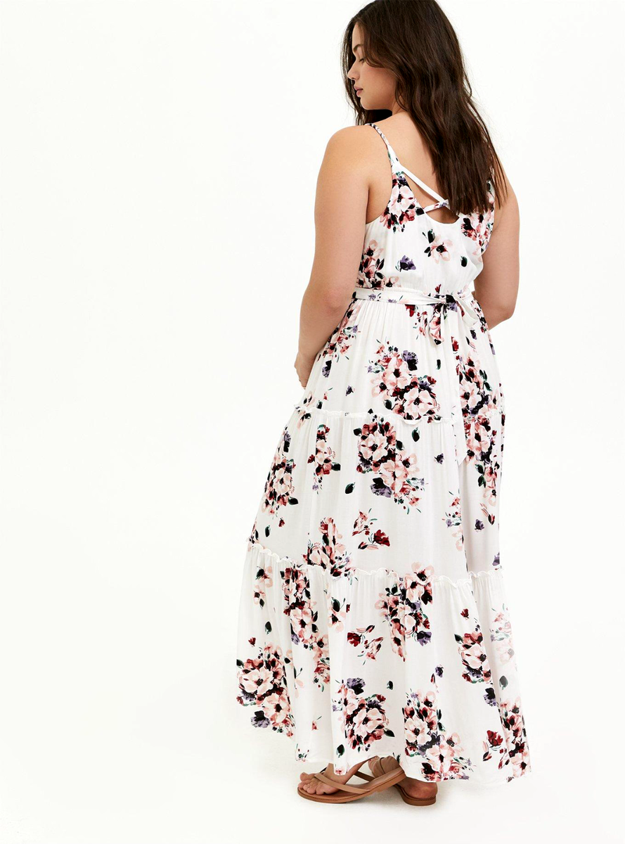 chinese dress ladies Torrid Pink White Women's Floral Strapless Maxi Dress Size 2x – Picky  Thrifter main image 1