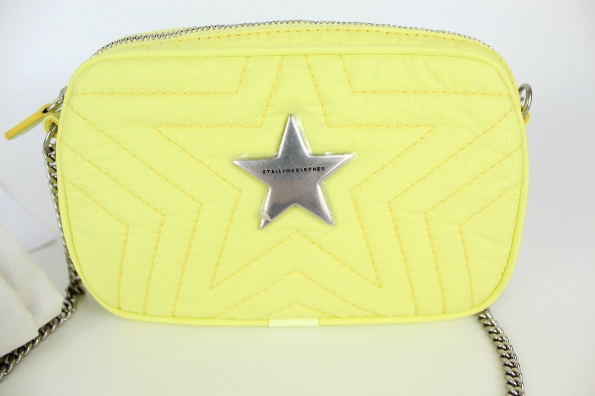 NEW STELLA MCCARTNEY Star Mini Quilted Shell Zip Bag, Yellow, MSRP