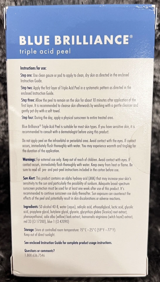 Obagi Clinical Blue Brilliance тройной кислотный пилинг 4 (0,27 жидк. унц.) Флаконы (8 мл)  - Изображение 3 из 3