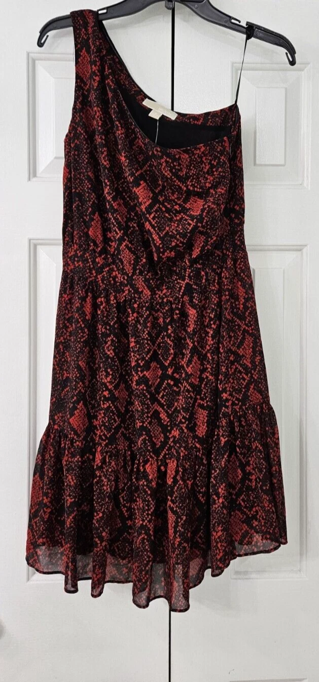 Mini abito Michael Kors morbido stampa pitone rosso taglia 2 nuovo con etichette $ 165 00 (bn24)