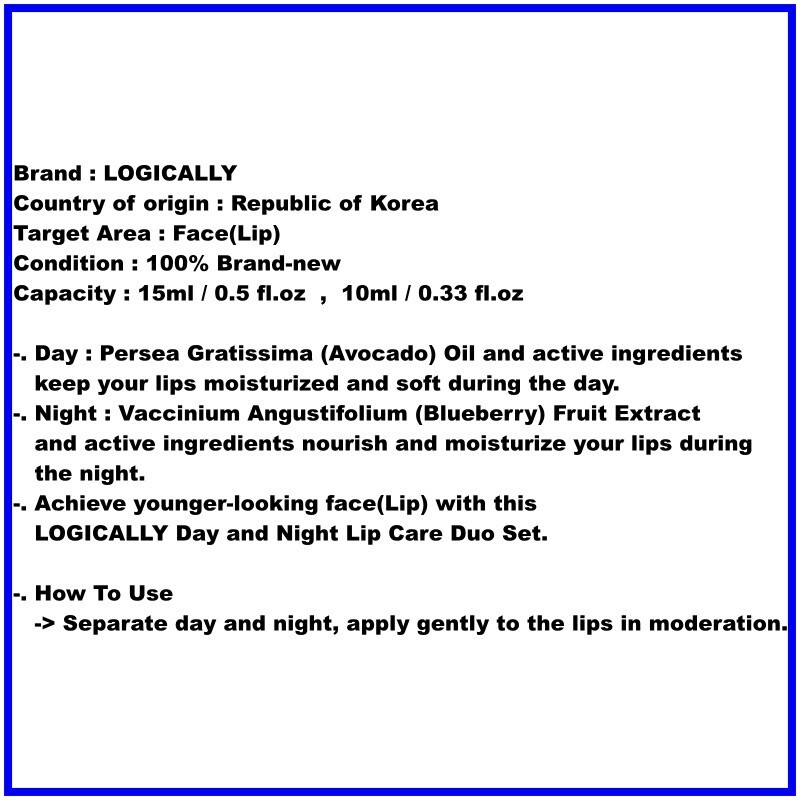 LOGICALLY Day and Night Lip Care Duo Set 2pcs Moisturizing K-Beauty