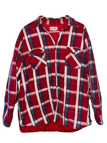 Vintage wetterfest gefüttert Flanell kariert rot/bunt Gr. XL