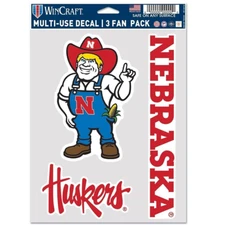 Nebraska Cornhuskers NCAA Multi Use Decal Sticker Sheet-3 Fan Pack Free Shipping