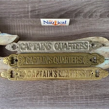 Nautical Brass Door Signs, Captain’s Quarters, Polished, Antique, Silver Finish