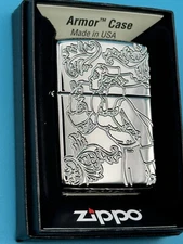 Filigree Windy Girl Design Chrome Armor Zippo Lighter NEW