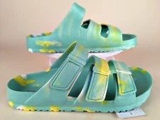 Sun Stone Bowie Slide Sandals Mens 9 M Green Yellow Tie Dye Summer Shoes NWT