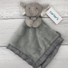 New Carter's Gray Elephant Baby Security Blanket Lovey Nunu Grey Satin Trim