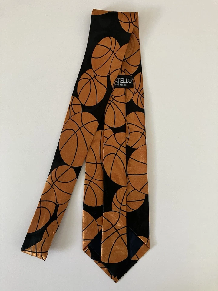 Corbata Fratello Hecha a Mano Para Hombre Poliéster Jacquard Baloncesto Repetición 58" Foto 3 de 4