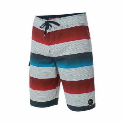 O'Neill Men's Santa Cruz Striped Boardshort Sz 34 Red Blue White