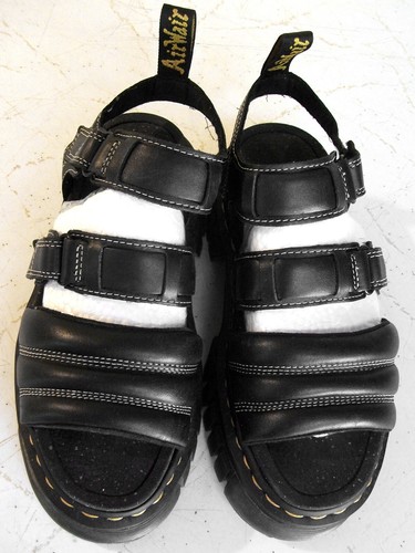 DR MARTENS black leather quilted Ricki 3-Strap Sandals Eu38 UK 5 7 B near new! - Picture 3 of 8