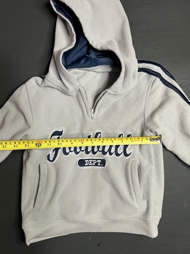 Gap Kids Medium Gray Navy Football Pullover Hoodie Pocket - Picture 4 of 6